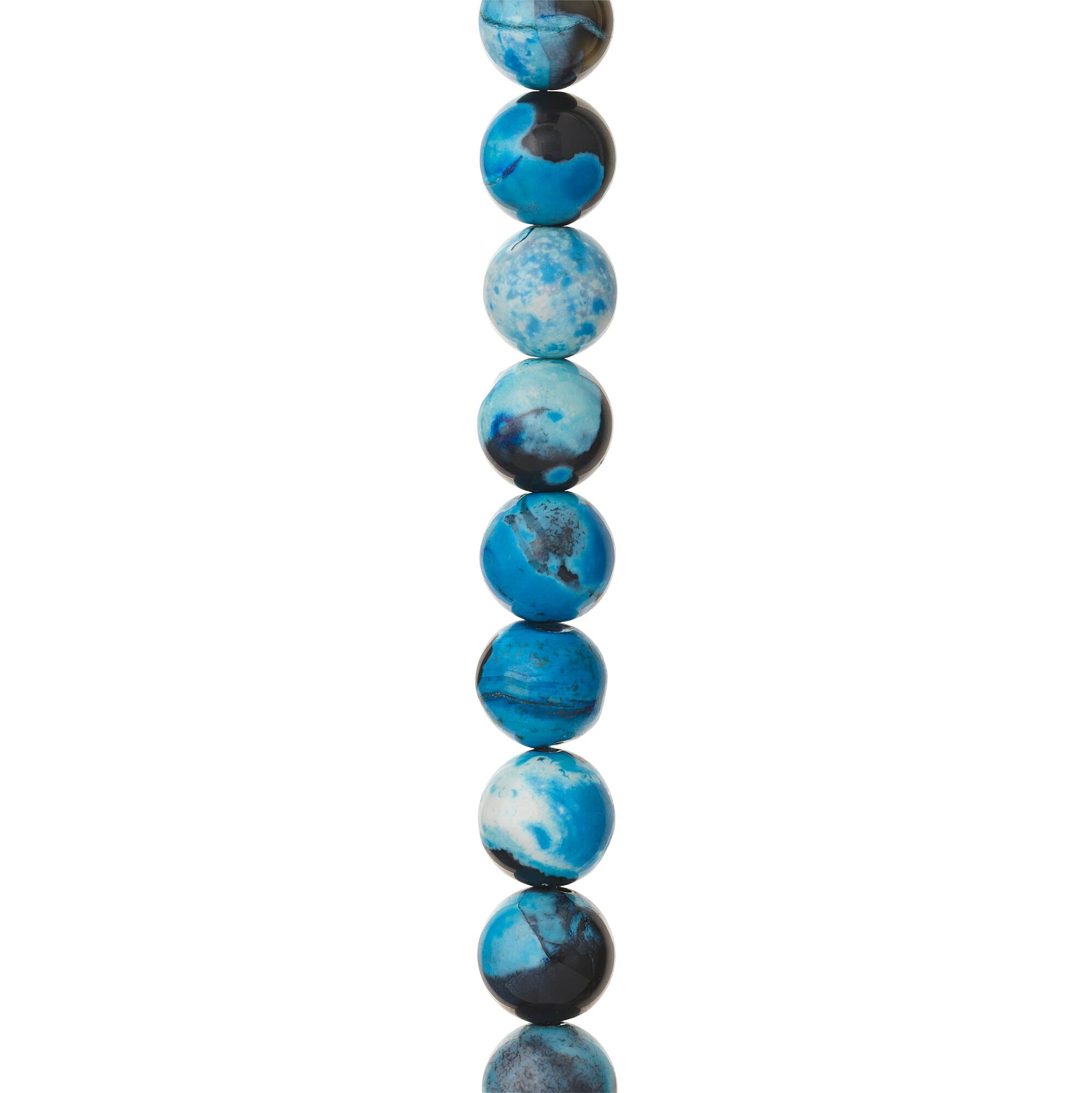 Aqua & Black Dyed Agate Round Beads, 10mm by Bead Landing™